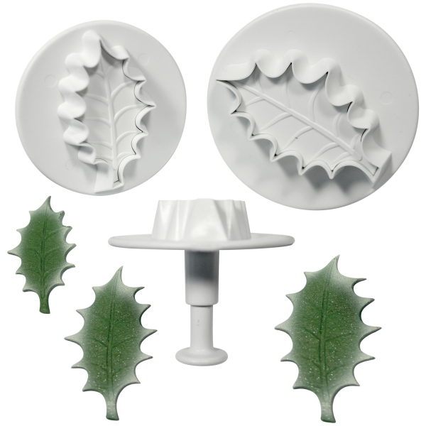 Veined Holly Leaf plunger cutter Set of 3